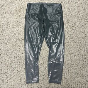 Lululemon Peloton Leggings Womens 12 Silver Foil Shine Wunder Train High Rise